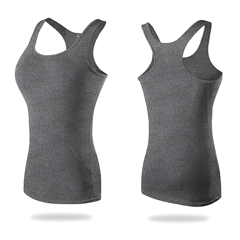 Elastic women's tank top for gym, fitted fitness tank SF0082, front and back view, breathable polyester and spandex, ideal for workouts.